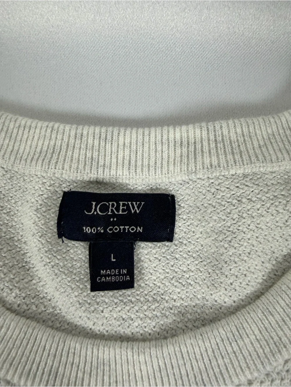 J.Crew Men’s Light Gray Cotton Crewneck Sweater | Size L